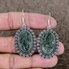 Moss Prehnite Gemstone Handmade 925 Sterling Silver Jewelry Earring 2.17" KKG-663