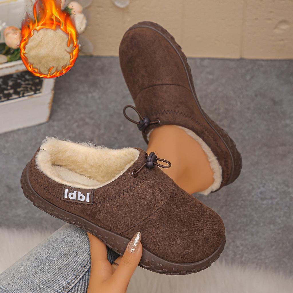 Women Autumn Winter Casual Shoes with Wide Toe Box, Fleece Lined Low Top Round Toe Comfort Walking Boots for Daily Wear