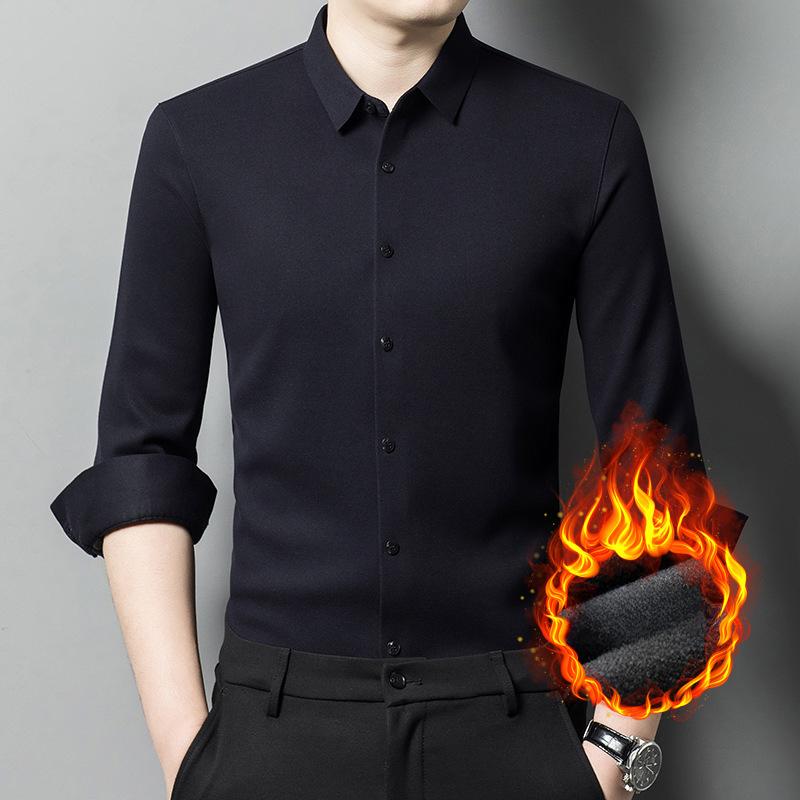 Зимняя шерстяная мужская бархатная рубашка — фото 5