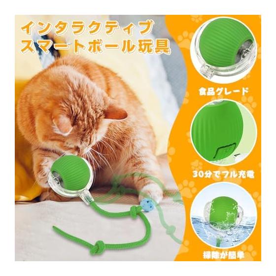 Cat Toy, Automatic Electric Ball, 3 Modes, 360 Automatic Rotation, Long Tail Tee, Popular, Smart, Automatic Rolling, USB Rechargeable, Pet Toy, Solo