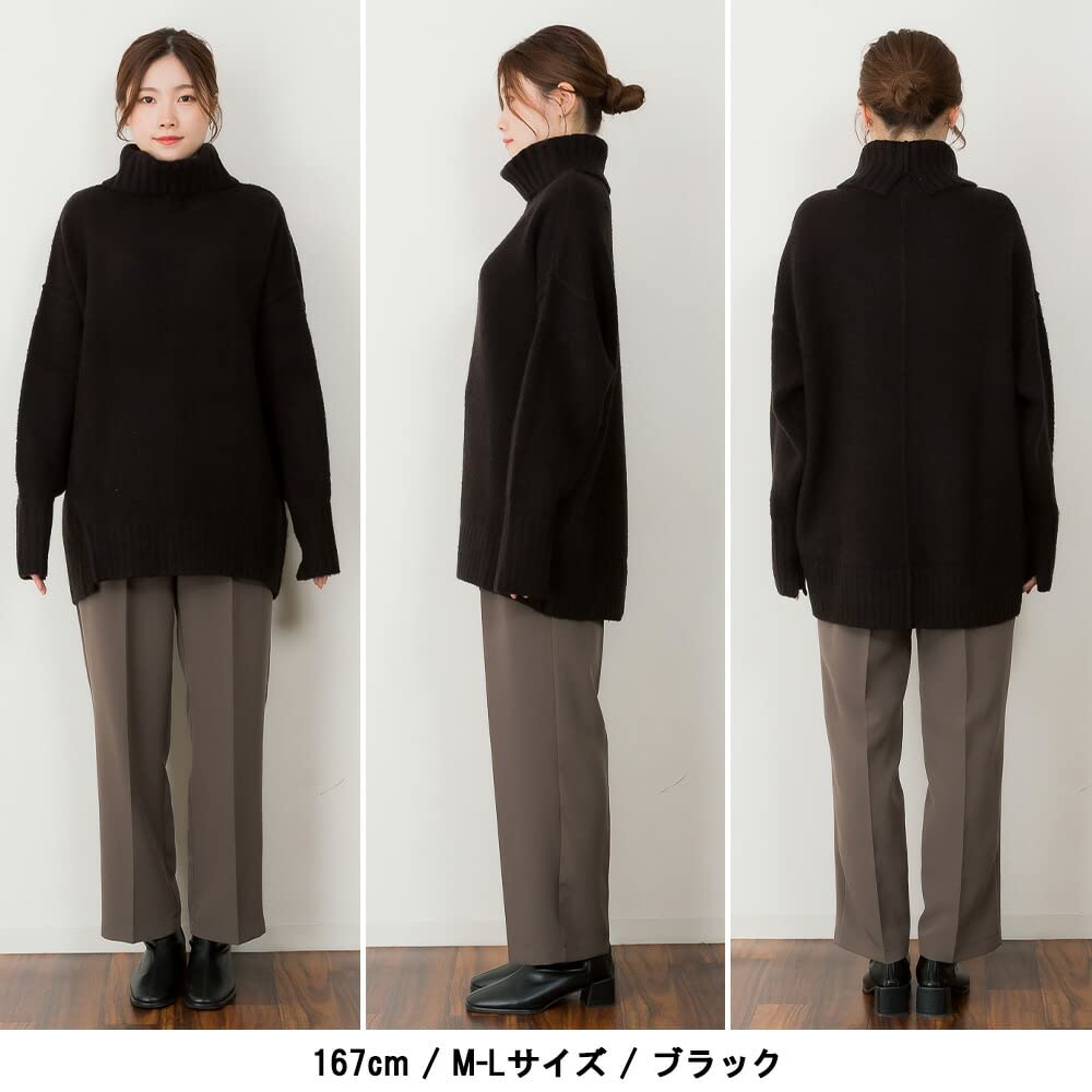 Side Slit Gray [atONE] ATN-0026 Off-Neck Sweater, Women's, M-L,