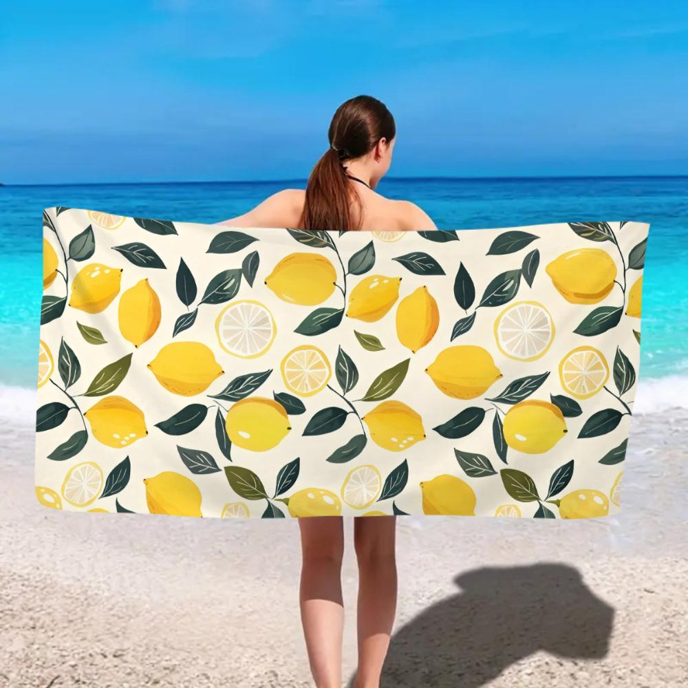 Vibrant Summer Fruit Print Beach Towel Oversized Microfiber Towel for Vacation Camping Swimming and Outdoor Use