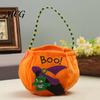 Thick Fabric Candy Pouch Halloween Trick or Treat Bucket, 9.8x5.9 Inch Pumpkin Witch Black Cat Plush Children's Tote Bag, Soft Basket with Handle for