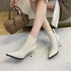 2025 Autumn and Winter Women's Boots Fashion Heel Height 8cm Thin Boots Niche Design Pointed European and American Short Boots Women's New Models
