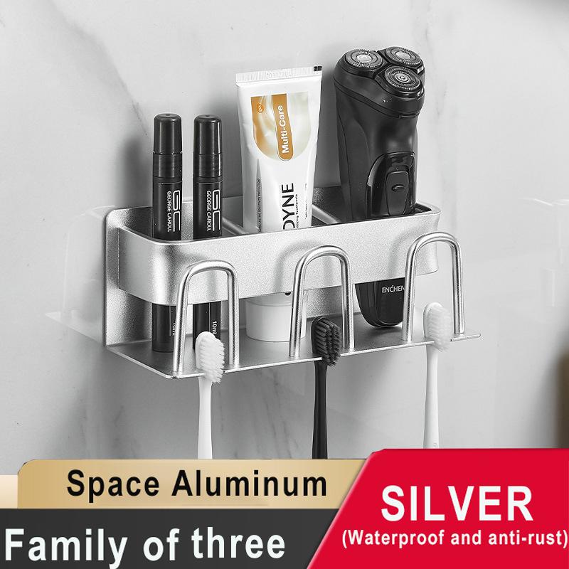 Toothbrush Holder Wall-mounted Gargle Cup Storage Electric Razor Shaver Shelf Batchroom Toiletries Organization Toothbrush Rack
