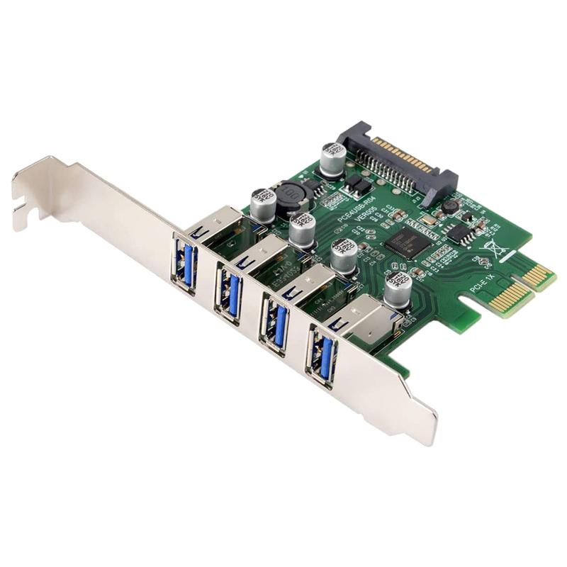 Low Profile 4 Ports PCI-E to USB 3.0 HUB PCI Express Expansion Card Adapter 5Gbps USB1.1/2.0/3.0 Operating SystemsJAS