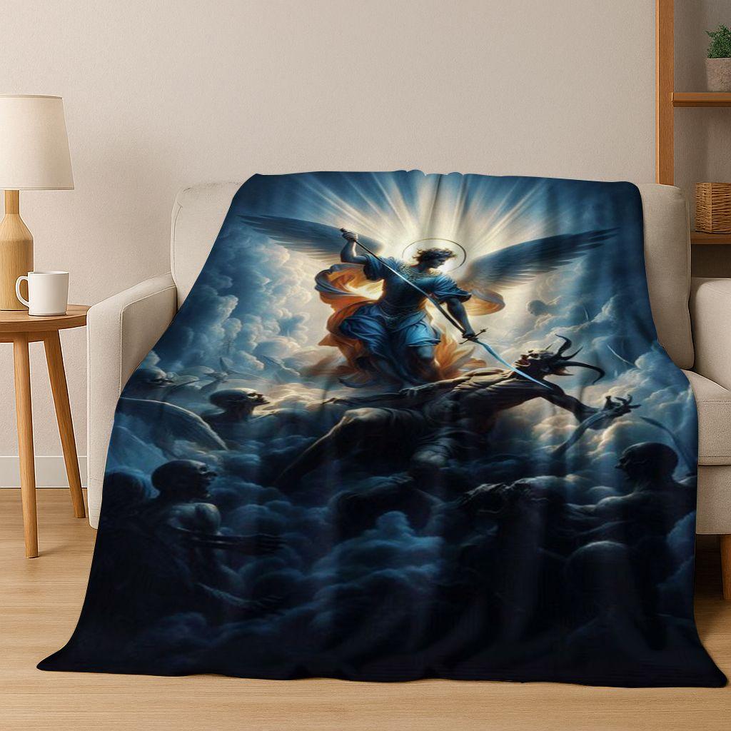 26 Style Faith Virgin Mary Jesus Blessed Flannel Blanket,Cozy Soft Throw Blanket for Home Bedroom Bed Sofa Picnic Cover Gift Kid