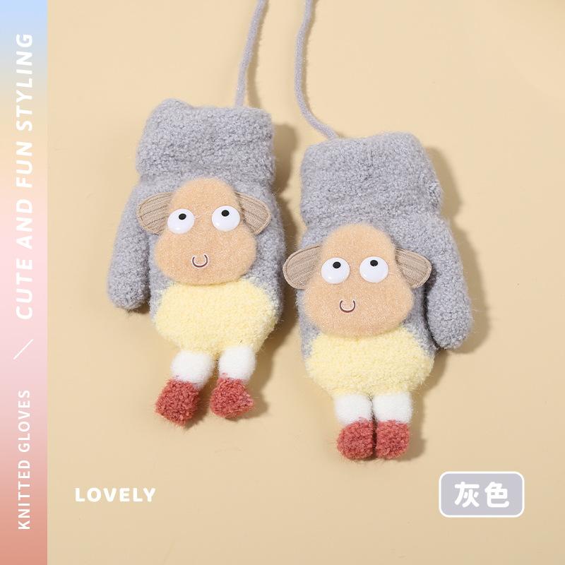 0-3Y Baby Cartoon Label Mittens Winter Warm Kids Girls Gloves Soft Hand Warmer Children Boys Thick Child Fleece Baby Mittens