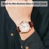 Men's Watch, Simple and Stylish, Classic Brown Leather Strap, Waterproof, Business Analog, White, Perfect Gift for High School Students