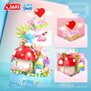 Smurfs Love Letter Music Box Building Blocks Rotating Music Box Model Bricks Desktop Ornaments Kids DIY Toys Holiday Gifts