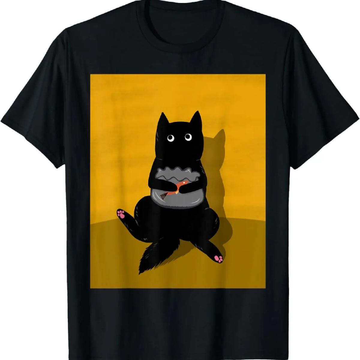 Кошка, держащая аквариум, арт-дизайн, мама-кошка, папа-кошка, любитель, футболка XXXXXL разноцветный