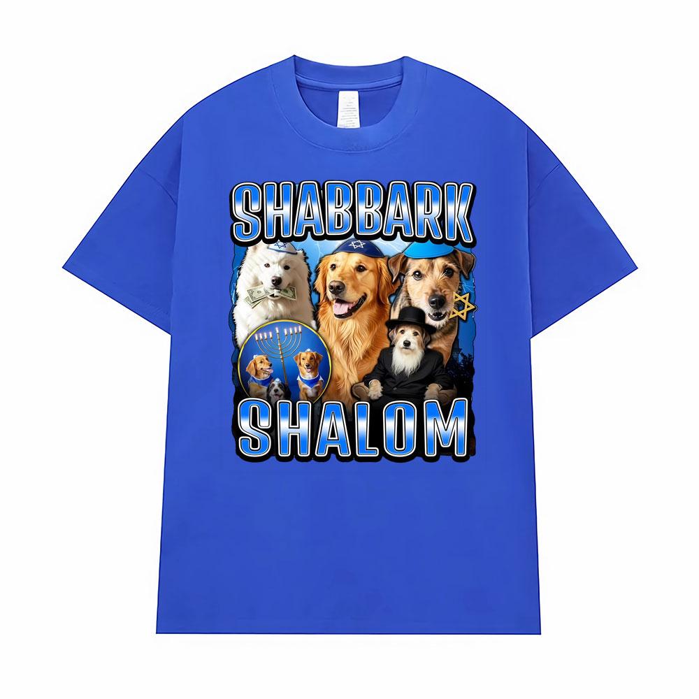 Vintage Classic Shabbark Shalom Jewish Dog Print T-Shirt Unisex Women Oversized Loose Short Sleeve T Shirts Casual Fashion T-Shirts