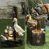 Garden Ornaments Ducks Statue Outdoor Statue Gifts With Solar Landscaping Fountain Sculpture Decoration Water Lights Waterp U9S8