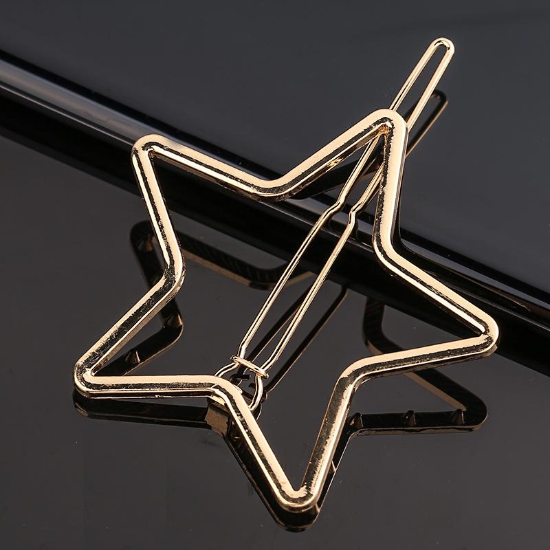 New Metal Geometric Love Heart Hair Clip Elegant Round Barrette for Women Girls Sweet Gold Hairpins Barrettes Hair Accessories