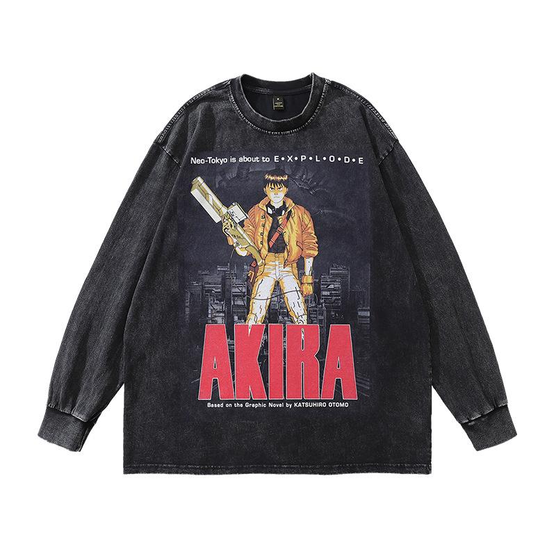 Men'S Trendy T-Shirt Animation Printing Washed Old Short-Sleeved T-Shirt Men'S And Women'S Street Hip-Hop Half-Sleeved Top Trendy
