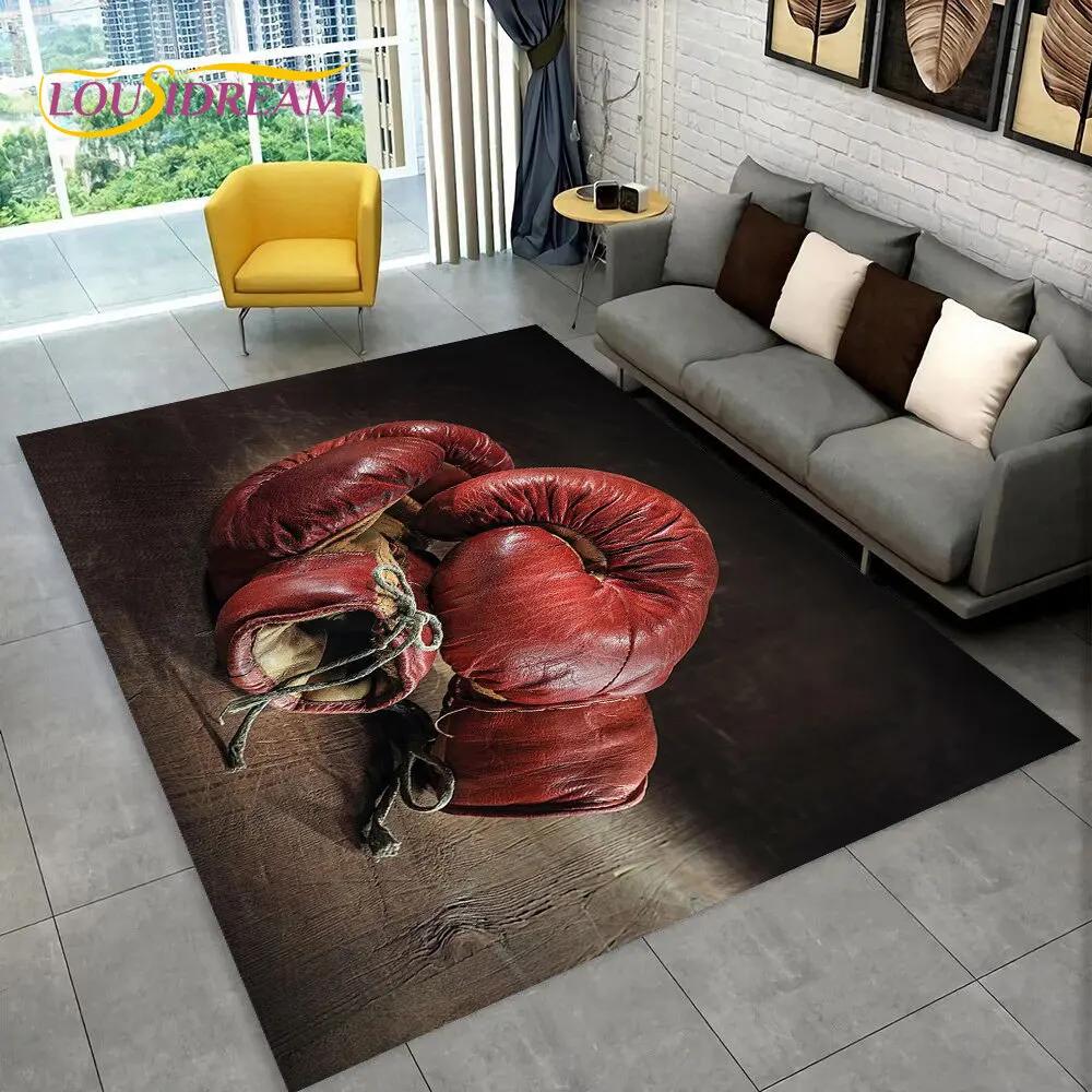 3D Boxing Gloves Boxer Fight Area Rug Large,Carpet Rug for Living Room Bedroom Sofa Doormat Decoration,kids Non-slip Floor Mat