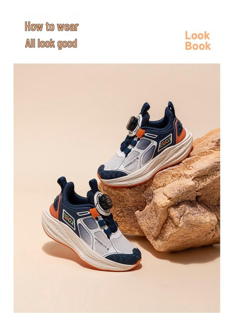 Hapi Bear Boys' Breathable Double Mesh Lightweight Sports Shoes for Spring and Autumn