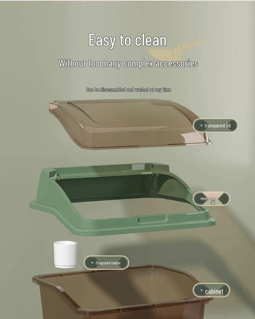 Bowl & Chopstick Storage Box with Lid - Kitchen & Dorm Use, Plastic with Drainage, Bowl & Plate Shelf Organizer, Cabinet Bowl Rack