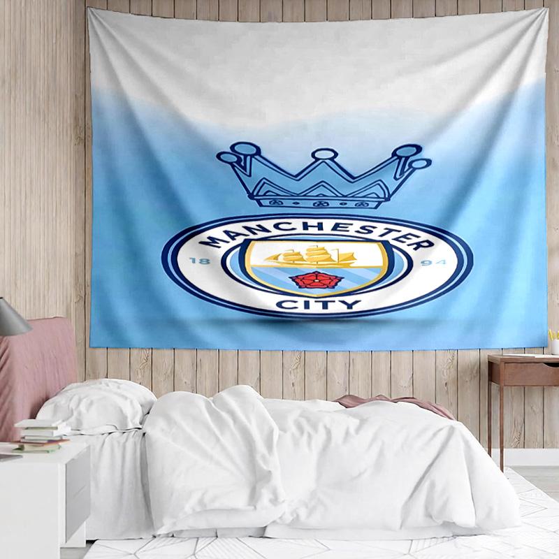 Manchester City Football Club Tapestry for Bedroom Aesthetic Classroom Tapestries Wall Hanging for Living Room Dorm Office,Ideal Creative Gift