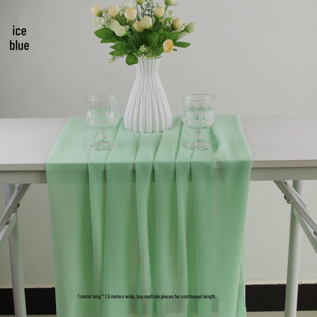 Blue Chiffon Semi-Transparent Fabric for Wedding Decor and Drapery