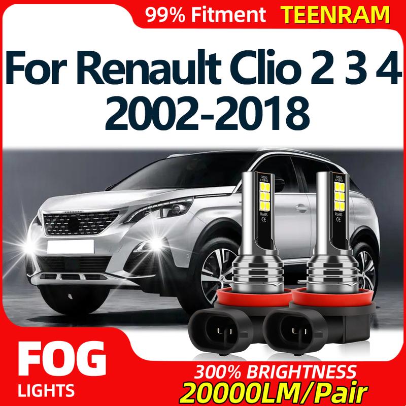 

LED Fog Lights Bulbs 120W High Power Car Fog Lamps 6000K White 12V For Renault Clio 2 3 4 2002-2013 2014 2015 2016 2017 2018 Plug And Play