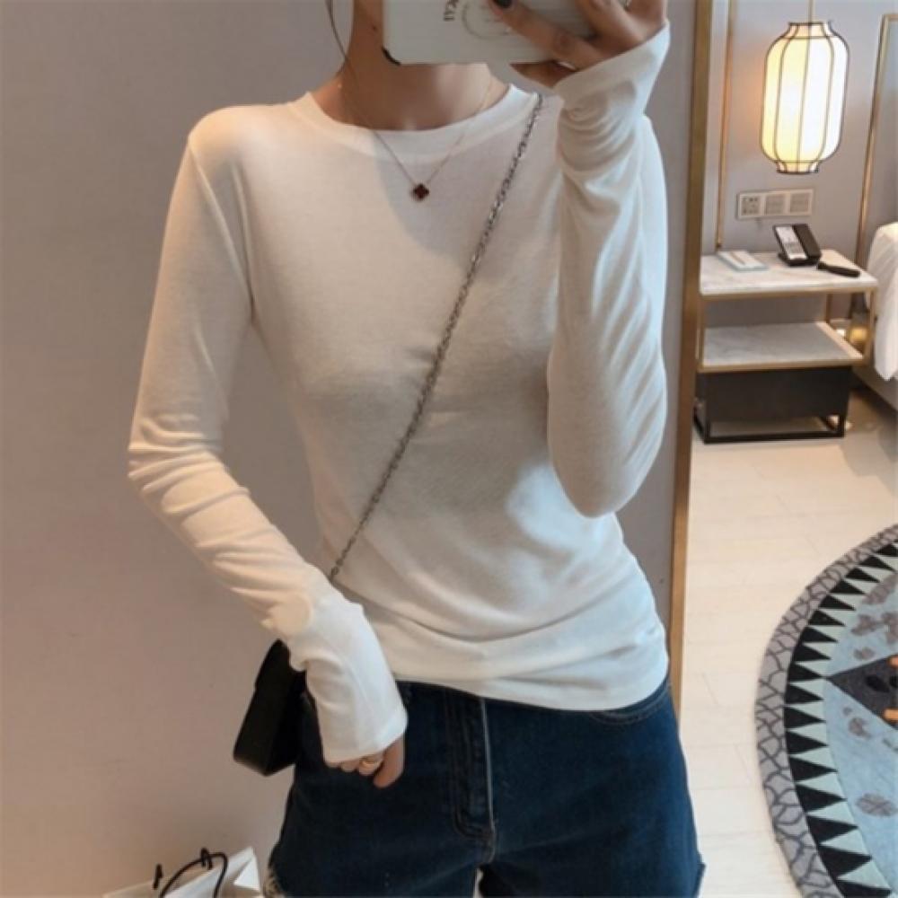 New Arrivals Open Run Women Simple Slim FiT Round Neck Long Sleeve T shirT