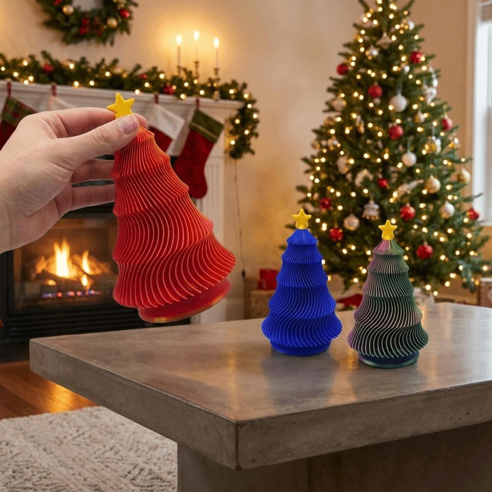 Plastic Rotating Christmas Tree Decoration Colorful Star Top Christmas Tree Office