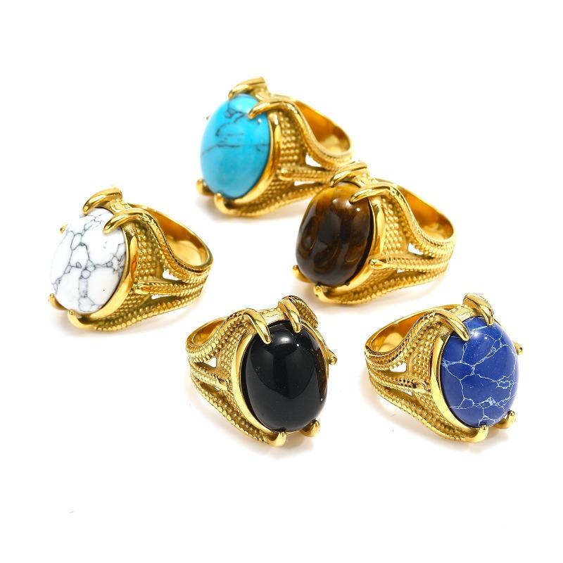 

Кольцо с бирюзой в стиле панк, хип-хоп, драгоценный камень с когтями орла для мужчин, модные аксессуары