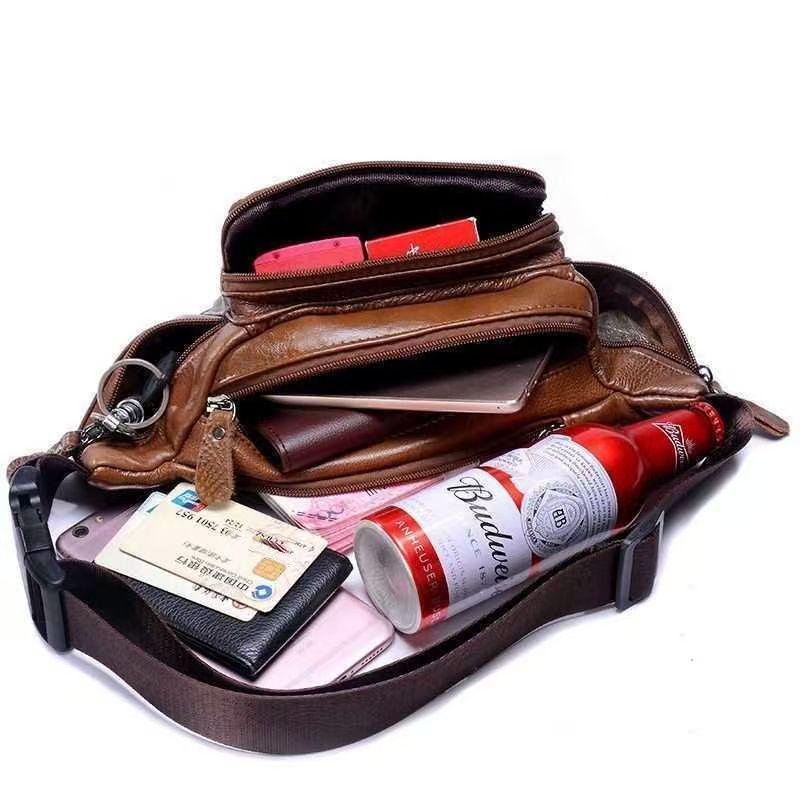 2025 Korean Style Genuine Leather Crossbody Fanny Pack - Top Layer Cowhide