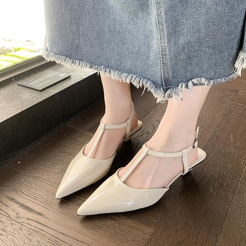 Fashion New Summer Pointed Toe Women Sandals Fashion Singbacks Mules Shoes Ladies Elegant Low Heel Stripper Party Sandals Zapatos Mujer