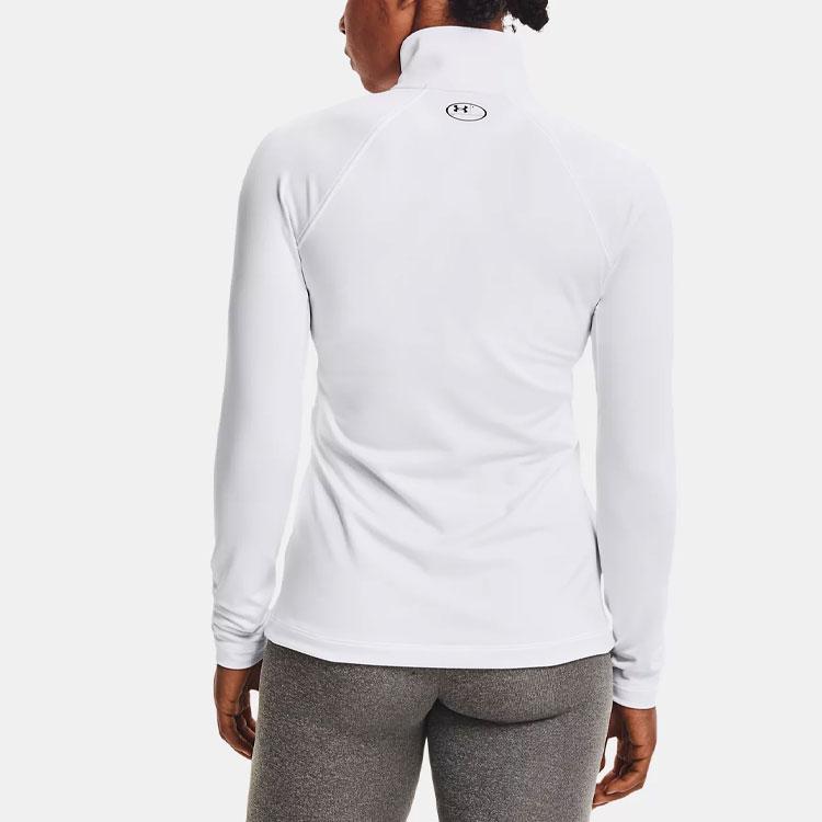 Under Armour Authentics ColdGear® Half-Zip Long Sleeve Raglan T-Shirt Women Tops White 1368699-100