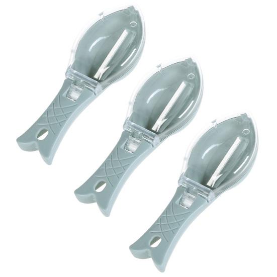 3Pcs Manual Fish Scale Scraper with Lid Fish Scale Removal Manual Seafood Scaling Tool Home Kitchen Essential