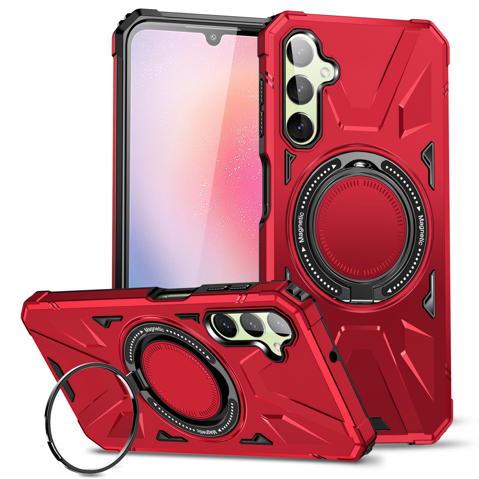 

For Samsung Galaxy A14 4G/A14 5G Case Shockproof TPU+PC Phone Back Protector with Rotating Kickstand Red