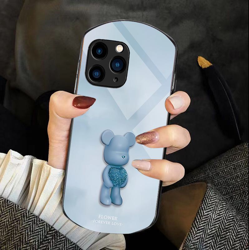 Cute Cartoon Love Bear Phone Case for Apple 15 Pro, 14 Max, XS Max, XS, 11, 7/8.