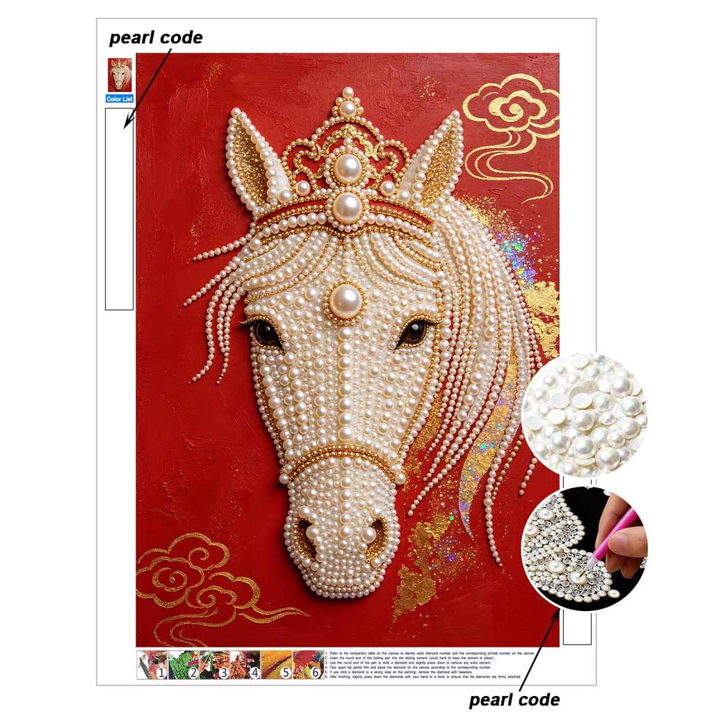 DIY Pearl Diamond Art Painting kits for Adult and Beginners, Majestic Horse Sparkling Painting Craft Home Wall Decor handmade Gift