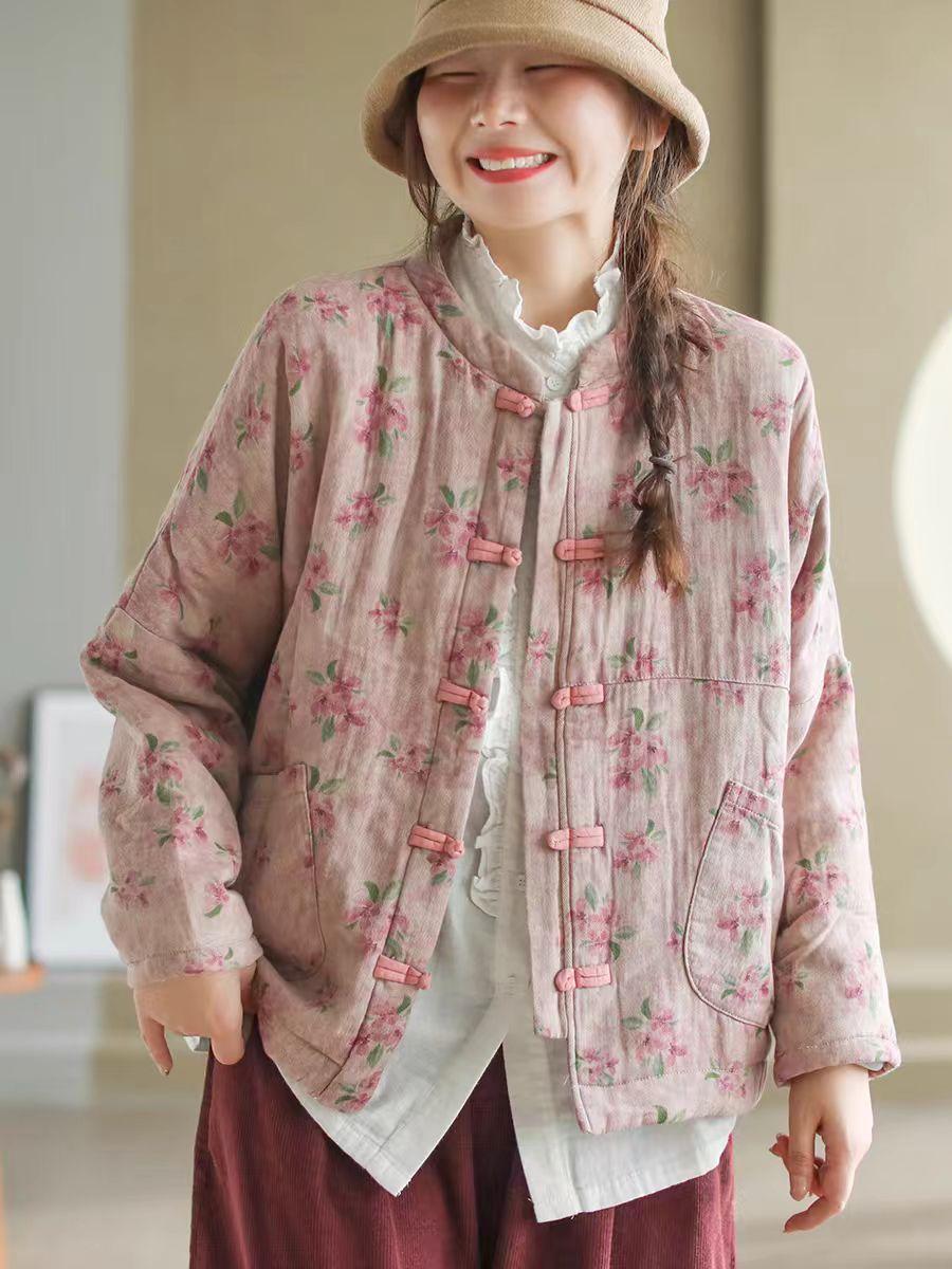 

Johnature Женские Зимние Пальто в Китайском Стиле с Принтом, Свободного Кроя, Винтажные, на Пуговицах, с Длинными Рукавами One Size розовый