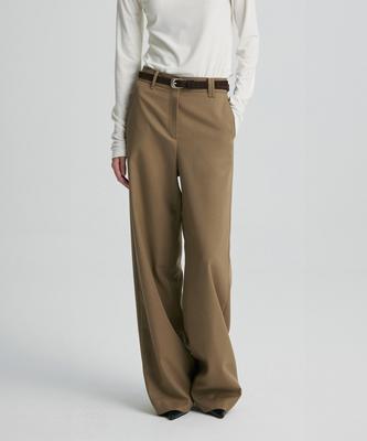 RE RHEE Wool Blend Tailored Trousers Taupe
