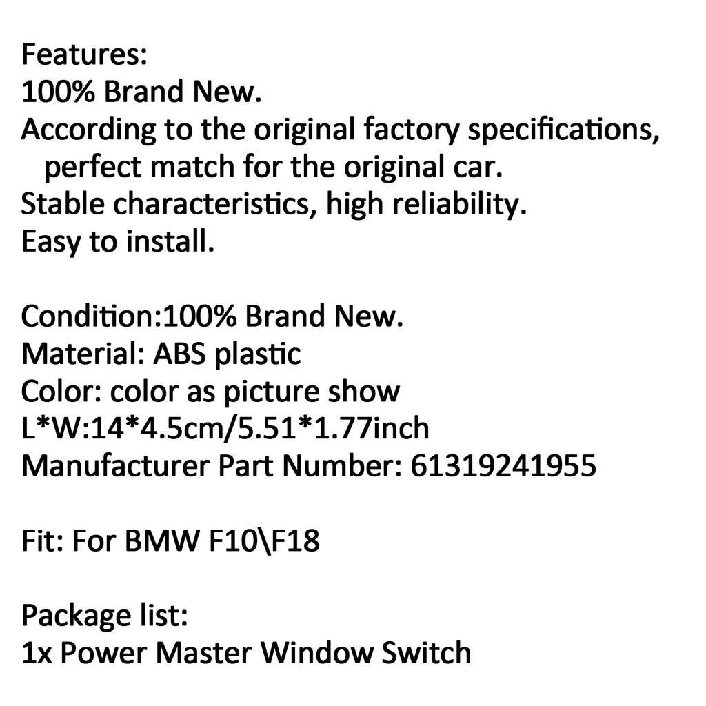 Driver Master Window Lifter Switch 61319241955 For BMW 528i 535i 550i