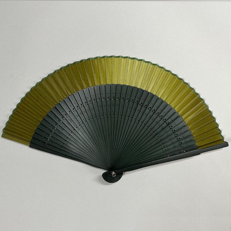 Ancient Chinese Style Green Bamboo Folding Fan for Hanfu/Cheongsam, Ideal for Dance and Summer Use