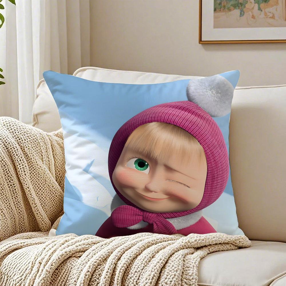

Cute Russian Cartoon MMasha And The BBears Cushion Cover Pillowcase Antidustmite living Room Sofa Decor Cushion Room 30X30cm