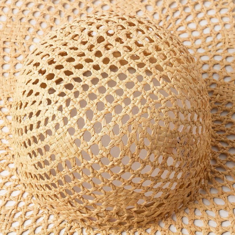 European, American Spring and Summer New Hollowed-out Hand-woven Big-brimmed Straw Hat, Outdoor Tourism Beach Vacation Sun Protection Big-brimmed Stra