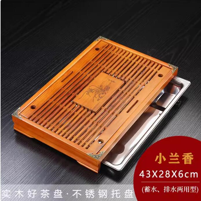

Chinese Solid Wooden Tea Tray Teaware Kung Fu Tea Set Carving Table Drawer Type Storage Drainage Tea Board Vintage Home Decor