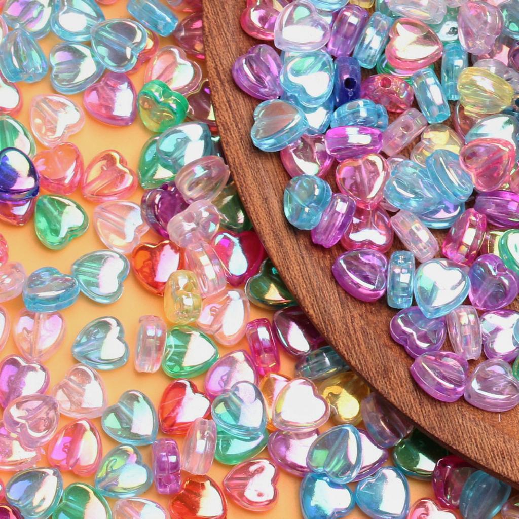 500g cca 2600ks Akrylové volné korálky Náramek Náušnice DIY Srdíčkové přívěsky Náhrdelník 8,5*9mm Korálky pro výrobu šperků