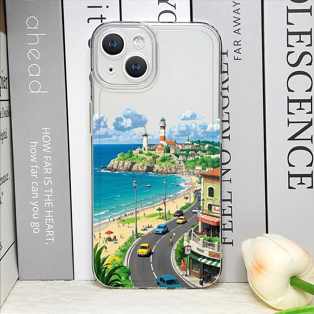 Painting House Mountain Landscape Phone Case for IPhone 17 16 15 14 11 12 13 Pro Max 7 8 Plus 12 13 Mini X XS Max XR Soft Cover