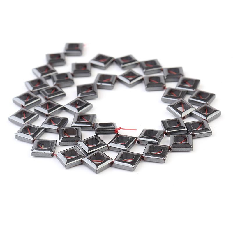 

20-50pcs Black Hematite Beads Natural Stone Beads Hollow Square Heart Round Ring Beads For Jewelry Making DIY Loose Spacer Beads