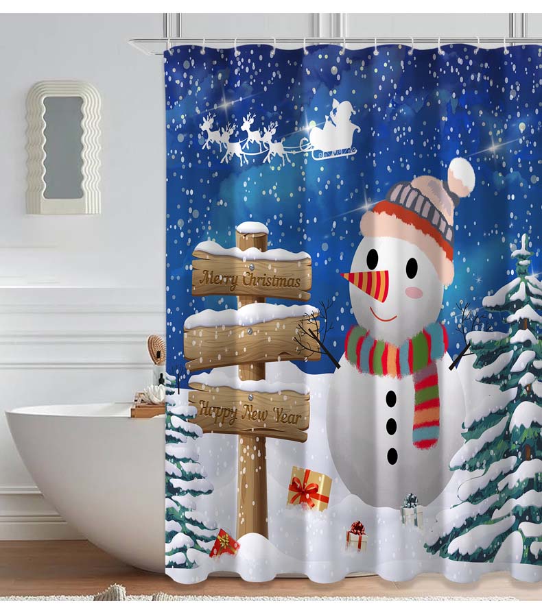 

Рождественский день Принт Занавеска для душа Занавеска для ванной Водонепроницаемая ткань Полиэстер 150x180cm
