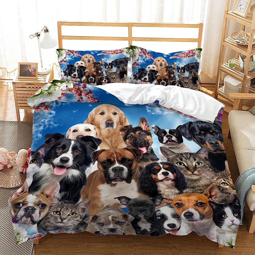 

Cute Animals Dogs Cats Horses 3D Comfortable Duvet Quilt Cover Pillowcase Bedding Set Children Bedroom Decoration Home Textile 70x133cm 2pcs