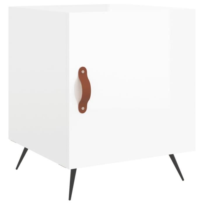 VidaXL Table de chevet blanc brillant 40x40x50 cm bois d’ingénierie 827504