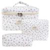 Hand-held makeup bag large capacity small floral storage bag portable quilted cotton fabric cute flowers travel bag