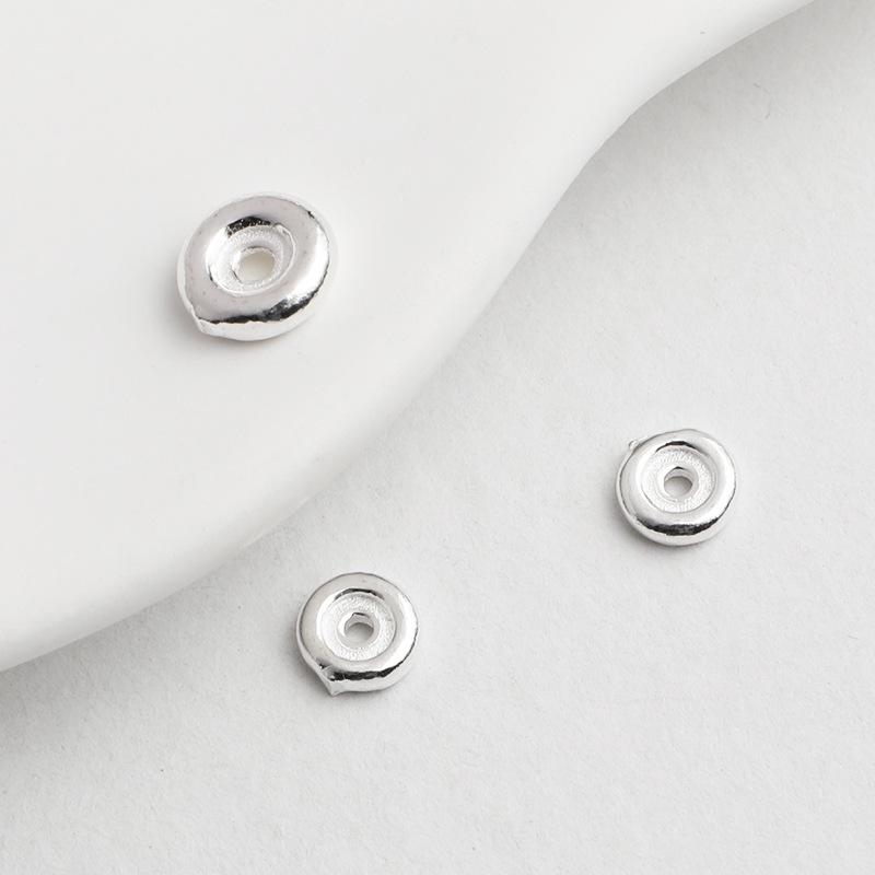 S925 Sterling Silver Flat Round Spacer Beads for DIY Bracelet Weaving